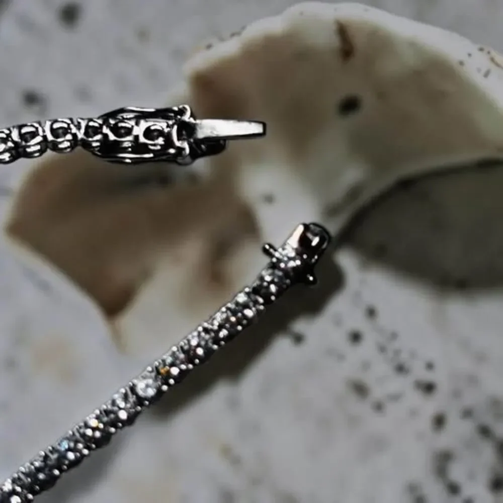 🎁🎁 free shipping -925 Sterling Silver Cubic Zirconia CZ Tennis Bracelet 7.5